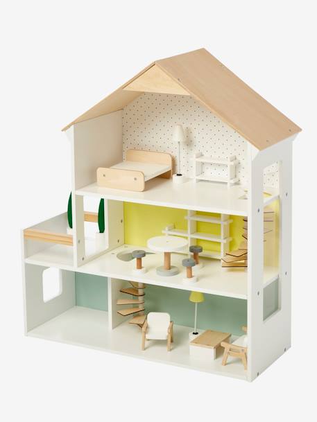 Puppenhaus aus Holz FSC® - weiß/natur - 1