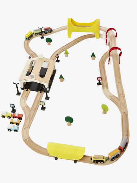 Kinder Eisenbahn aus Holz FSC®, 66 Teile - mehrfarbig - 8