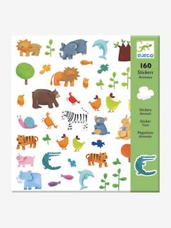 Spielzeug-Kreativität-Sticker, Collagen & Knetmasse-160 Kinder Tiersticker DJECO