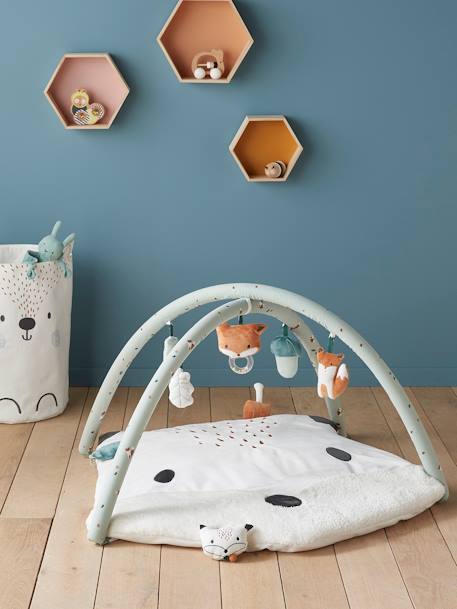 Baby Activity-Decke mit Spielbogen „Fuchs“ - graugrün - 2