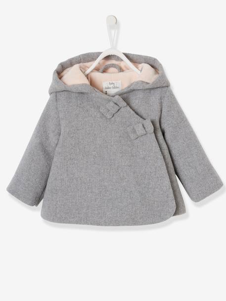 Mädchen Baby Winterjacke, Kapuze - altrosa+hellgrau - 5