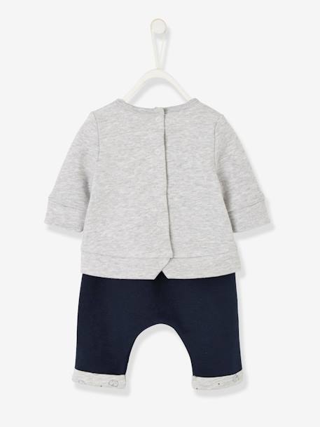 Baby Set aus Sweatshirt und Hose - grau meliert+nachtblau+grauviolett+hellbeige+wollweiß+pfirsich - 5