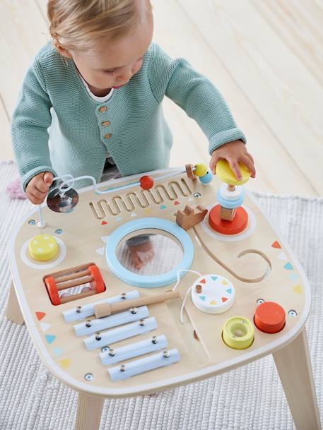 Baby Spieltisch mit Musikinstrumenten, Holz FSC® - natur/mehrfarbig+rosa - 1