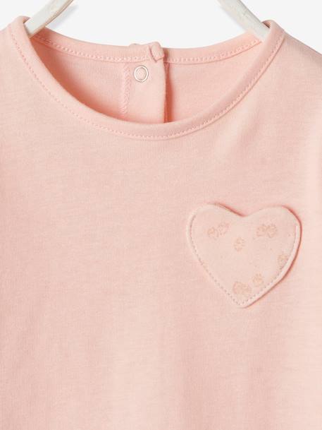 Mädchen Baby Shirt, Herz-Tasche Oeko Tex® - hellbeige+zartrosa - 6
