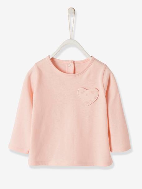 Mädchen Baby Shirt, Herz-Tasche Oeko Tex® - hellbeige+zartrosa - 5