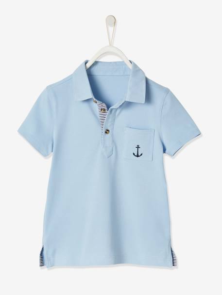 Festliches Jungen-Set: Poloshirt und Shorts - blau+marine+marine+hellbeige - 3