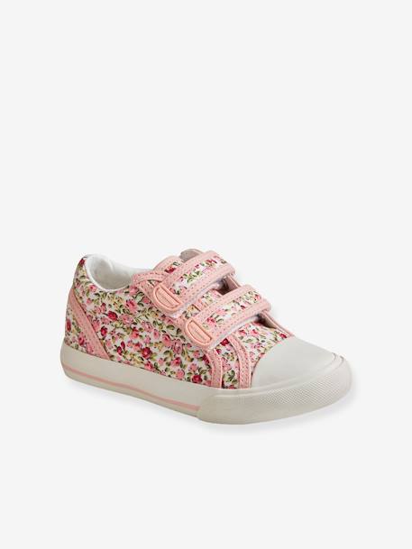 Mädchen Klett-Sneakers, Anziehtrick - hellblau+jeansblau+rosa bedruckt+rosa geblümt+weiß/gelb geblümt - 18