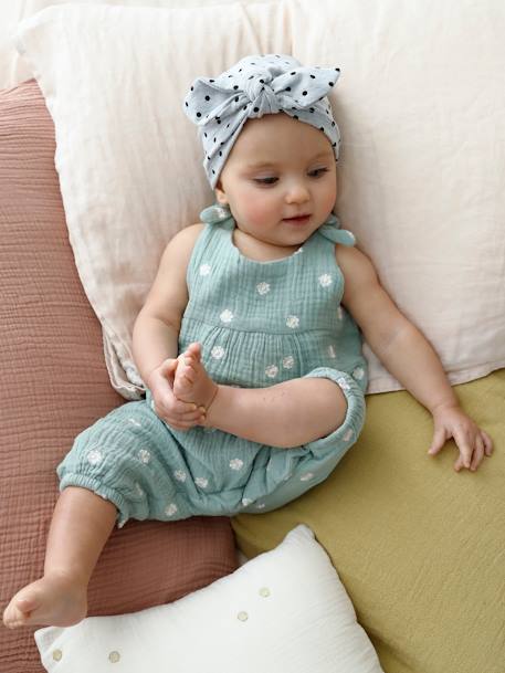 Mädchen Baby Overall, bestickte Motive - dunkelbraun+graugrün bedruckt+hellrosa+wollweiß - 5