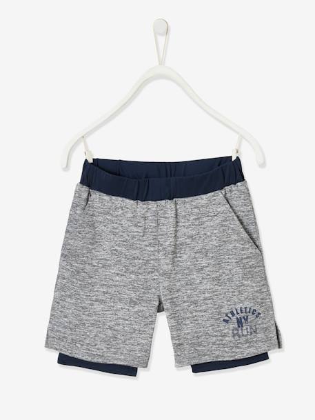 Jungen Sportset aus T-Shirt und 2-in-1-Bermudas - nachtblau/grau meliert - 3