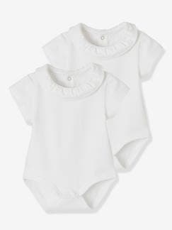 Babymode-Shirts & Rollkragenpullover-Bodyshirts-2er-Pack Baby Kurzarm-Bodys, Rüschenkragen Oeko-Tex®