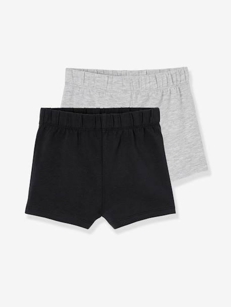 2er-Pack Mädchen Shortys Oeko-Tex - grau meliert+schwarz+weiß+zartrosa - 1