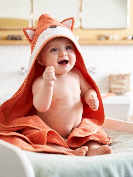 Baby-Set: Badetuch und Waschhandschuh FUCHS Oeko Tex - orange/fuchs - 1