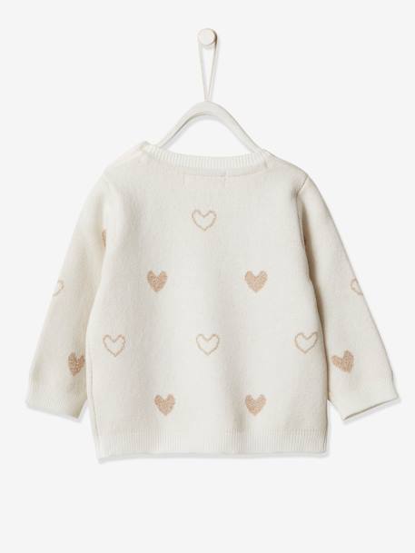 Mädchen Baby Pullover, Jacquard-Herzen - wollweiß herzen - 2