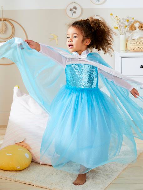 Prinzessinnen-Kostüm: Umhang, Zauberstab und Krone - blau+weiß - 3