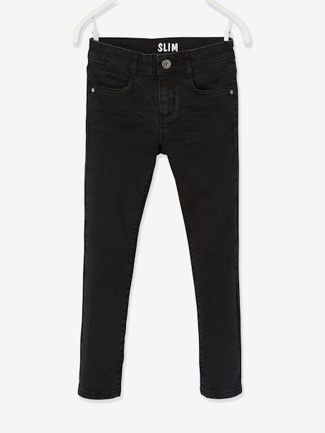 Mädchen Slim-Fit-Jeans WATERLESS, Hüftweite COMFORT Oeko-Tex - schwarz - 2