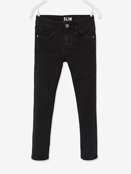 Mädchen Slim-Fit-Jeans WATERLESS, Hüftweite REGULAR Oeko-Tex - schwarz - 3