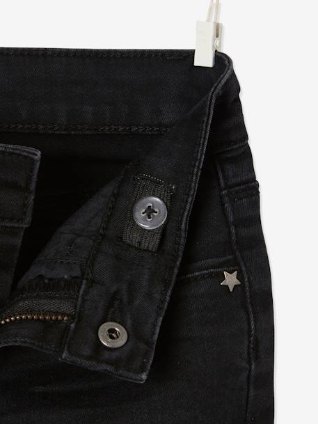 Mädchen Slim-Fit-Jeans WATERLESS, Hüftweite REGULAR Oeko-Tex - schwarz - 5