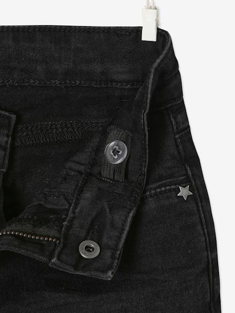 Mädchen Slim-Fit-Jeans WATERLESS, Hüftweite COMFORT Oeko-Tex - schwarz - 7