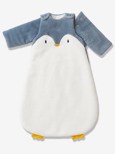Baby Winterschlafsack PINGUIN, Ärmel abnehmbar - wollweiß/blau - 1