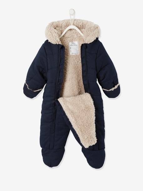 Baby Winter-Overall aus Flanell mit Recycling-Polyester - beige golden+nachtblau - 7