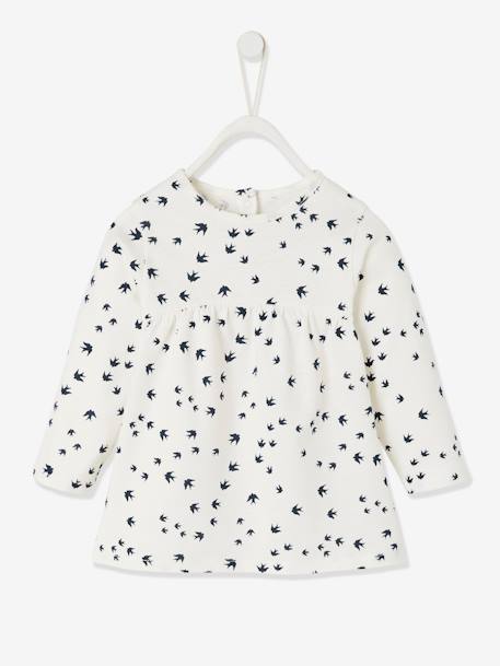 Mädchen Baby Shirt, Print Oeko Tex® - marine+pfirsich+wollweiß bedruckt - 8
