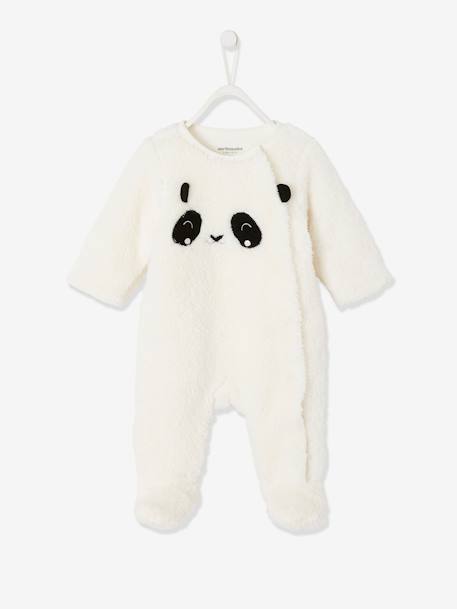 Baby Overall Panda oder Maus, Webpelz Oeko-Tex - dunkelbraun+wollweiß - 4