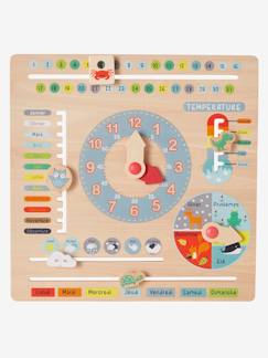 Spielzeug-Lernspielzeug-Lesen, Schreiben, Zählen & Uhr lesen-Kinder Spieluhr mit Kalender, Holz FSC®