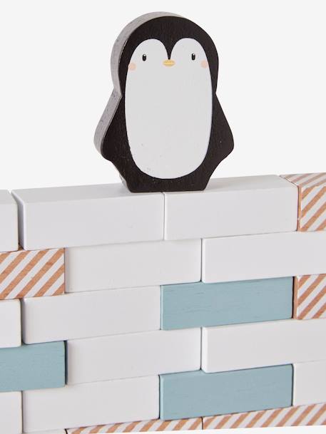 Geschicklichkeitsspiel ,,Mauer und Pinguin' aus Holz FSC® - weiß/blau/natur - 5