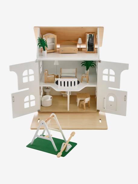 Puppenhaus mit Zubehör aus Holz FSC® - natur/weiß - 9