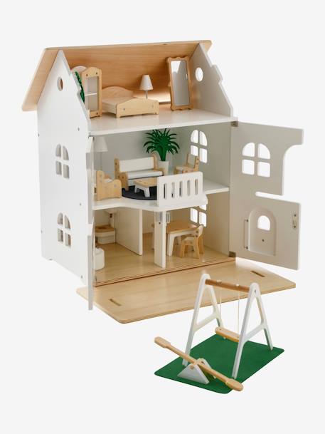 Puppenhaus mit Zubehör aus Holz FSC® - natur/weiß - 2