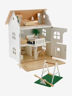 Spielzeug-Puppenhaus mit Zubehör aus Holz FSC®