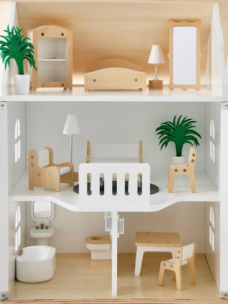 Puppenhaus mit Zubehör aus Holz FSC® - natur/weiß - 7