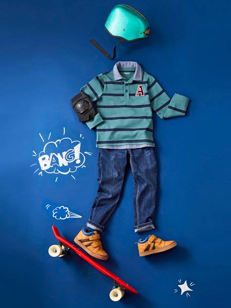 Jungen Poloshirt mit Lageneffekt Oeko Tex® - grün gestreift+nachtblau gestreift+rot gestreift - 4