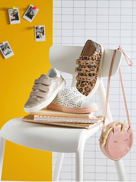 Mädchen Klett-Sneakers - beige bedruckt+gold - 6