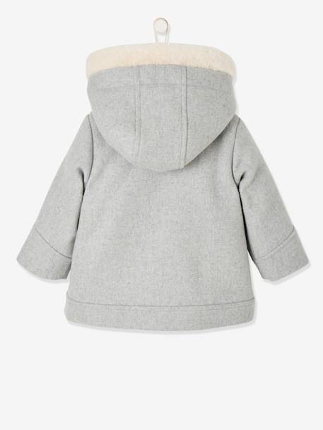 Mädchen Baby Mantel mit Kapuze - graubeige+hellgrau meliert - 8