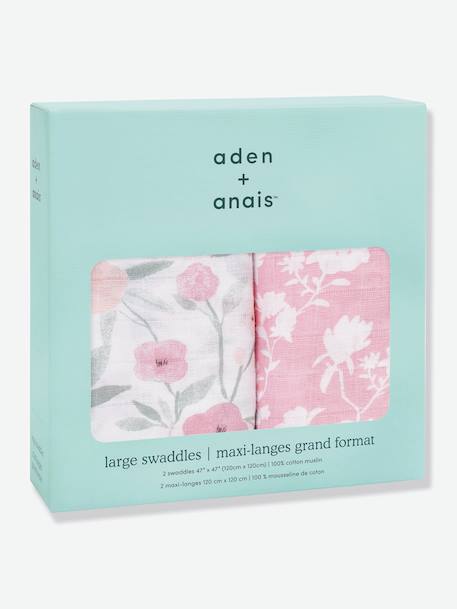 2er-Pack Maxi-Wickeltücher ADEN + ANAIS® - pack rosa/grün geblümt - 3