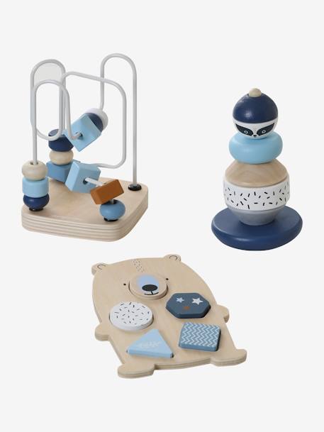 3-teiliges Baby Spielzeug-Set, Motorikspiele FSC® - natur/blau - 1