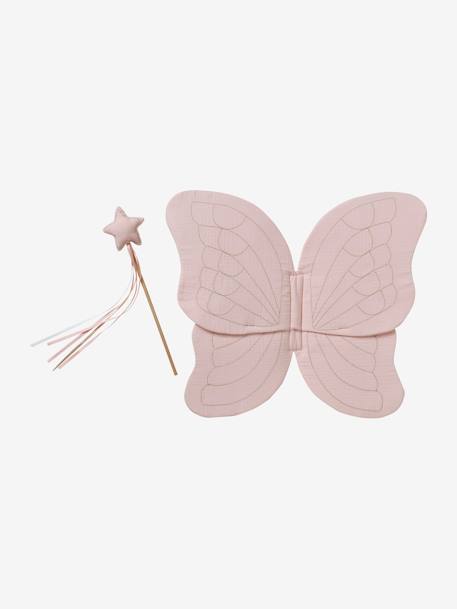 Kinder Kostüm-Set: Schmetterlingsflügel + Zauberstab - rosa - 1