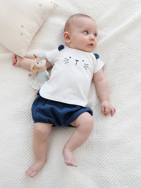 Festliches Baby-Set aus T-Shirt & Shorts, Tiger - braun+weiß+nachtblau - 8