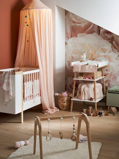Kinderzimmer Betthimmel aus Musselin, 300cm - hellbeige+zartrosa - 7