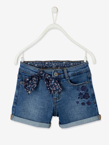 Bestickte Mädchen Jeans-Shorts Oeko-Tex - blue stone+dark blue+double stone - 1