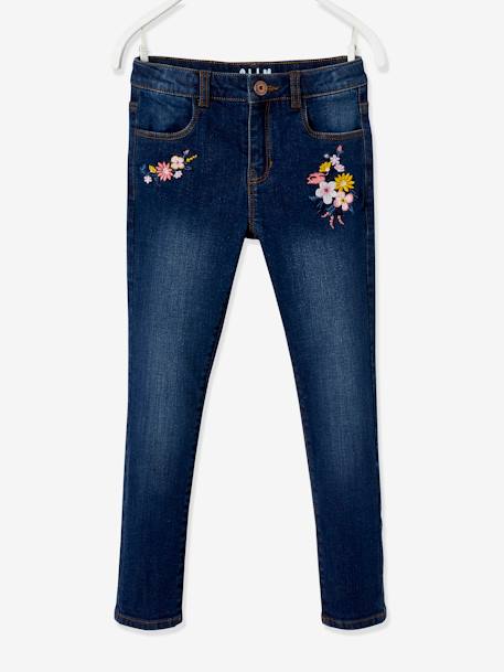 Bestickte Mädchen Slim-Fit-Jeans WATERLESS, Hüftweite REGULAR - dark blue - 3