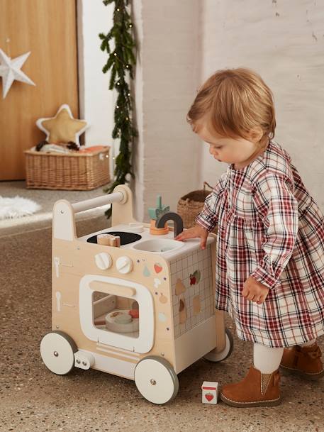 3-in-1-Lauflernwagen mit Spielküche FSC® - natur/weiß - 1