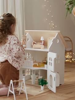 Spielzeug-Miniwelten, Konstruktion & Fahrzeuge-Puppenhaus mit Zubehör aus Holz FSC®