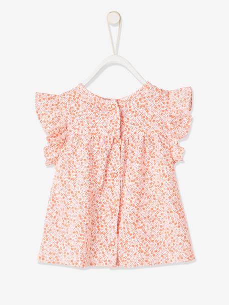 Mädchen Baby T-Shirt, Blumen Oeko-Tex - marine bedruckt+rosa bedruckt+türkis - 9