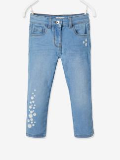 Maedchenkleidung-Hosen-Mädchen 3/4-Jeans, Blumenstickerei Oeko-Tex