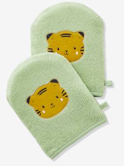 -2er-Pack Baby Waschhandschuhe, Panda oder Tiger Oeko Tex