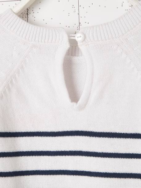 Mädchen Baby Pullover, Streifen - weiß gestreift/herzen - 5