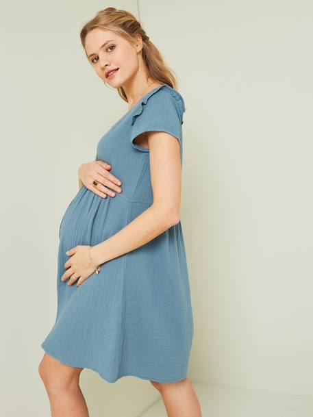 Musselin-Kleid, Schwangerschaft und Stillzeit - aquamarin+marine - 6