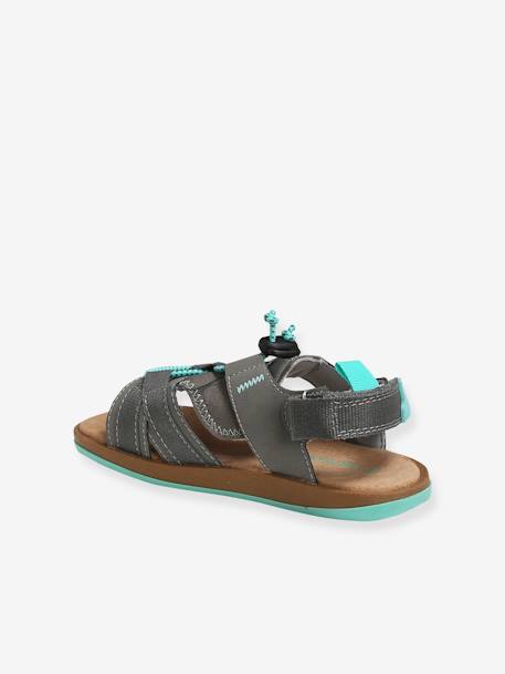 Jungen Sandalen, Klett und elastische Schnürung - blau+grau+khaki - 8